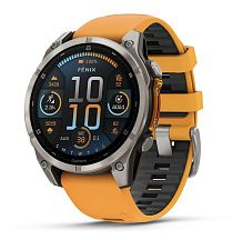 GARMIN Fenix 8, 51 мм, AMOLED, Sapphire Titanium, Spark Orange Graphite Silicone Band